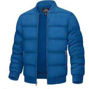 imageTACVASEN Puffer Jacket Men Quilted Mens Lightweight Jackets WaterResistant Warm Padded Comfortable for WinterBlue Green