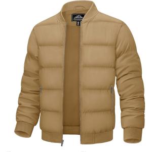 imageTACVASEN Puffer Jacket Men Quilted Mens Lightweight Jackets WaterResistant Warm Padded Comfortable for WinterKhaki
