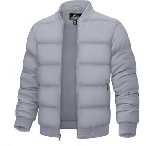 imageTACVASEN Puffer Jacket Men Quilted Mens Lightweight Jackets WaterResistant Warm Padded Comfortable for WinterLight Grey