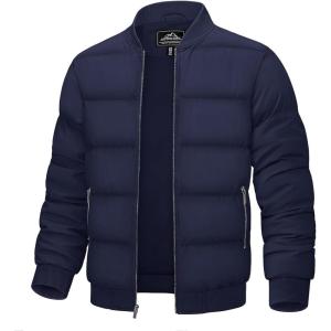 imageTACVASEN Puffer Jacket Men Quilted Mens Lightweight Jackets WaterResistant Warm Padded Comfortable for WinterNavy