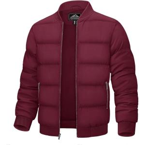 imageTACVASEN Puffer Jacket Men Quilted Mens Lightweight Jackets WaterResistant Warm Padded Comfortable for WinterWine Red