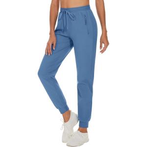 imageTACVASEN Women Jogger Pants Quick Dry Cargo Hiking Travel Sweatpants with Drawstring Casual Outdoor Pants Blue Grey