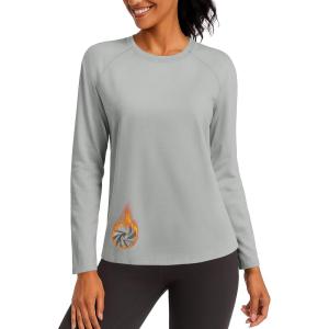 imageTACVASEN Womens Thermal Shirts Lightweight Fleece Lined Long Sleeve Winter Base Layer Undershirt for WorkoutLightgrey