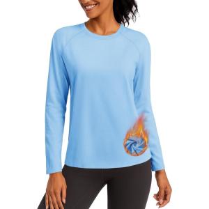 imageTACVASEN Womens Thermal Shirts Lightweight Fleece Lined Long Sleeve Winter Base Layer Undershirt for WorkoutLsblue