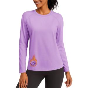 imageTACVASEN Womens Thermal Shirts Lightweight Fleece Lined Long Sleeve Winter Base Layer Undershirt for WorkoutLtpurple