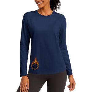 imageTACVASEN Womens Thermal Shirts Lightweight Fleece Lined Long Sleeve Winter Base Layer Undershirt for WorkoutNavy
