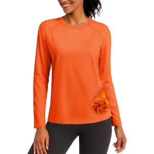 imageTACVASEN Womens Thermal Shirts Lightweight Fleece Lined Long Sleeve Winter Base Layer Undershirt for WorkoutOrange