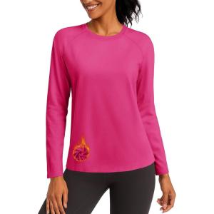imageTACVASEN Womens Thermal Shirts Lightweight Fleece Lined Long Sleeve Winter Base Layer Undershirt for WorkoutRosered