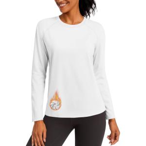 imageTACVASEN Womens Thermal Shirts Lightweight Fleece Lined Long Sleeve Winter Base Layer Undershirt for WorkoutWhite