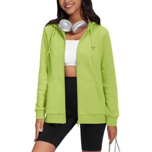 imageTACVASEN Womens Zip Up Hoodies Lightweight French Terry FullZip Hooded Sweatshirt With PocketsOlive Green