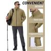imageTACVASEN Mens Lightweight Softshell Jacket Waterproof Lightweight Fleece Lined Winter Coat with 4 Pockets WindbreakerKhaki