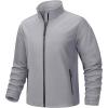 imageTACVASEN Mens Lightweight Softshell Jacket Waterproof Lightweight Fleece Lined Winter Coat with 4 Pockets WindbreakerLightgrey