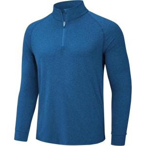 imageTACVASEN Mens 14 Zip Shirts Long Sleeves Lightweight Sun Protection UPF 50 Tops Running Workout GolfBlue
