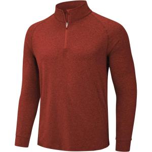 imageTACVASEN Mens 14 Zip Shirts Long Sleeves Lightweight Sun Protection UPF 50 Tops Running Workout GolfDark Orange