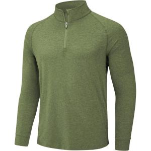 imageTACVASEN Mens 14 Zip Shirts Long Sleeves Lightweight Sun Protection UPF 50 Tops Running Workout GolfGreen