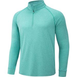 imageTACVASEN Mens 14 Zip Shirts Long Sleeves Lightweight Sun Protection UPF 50 Tops Running Workout GolfLight Green