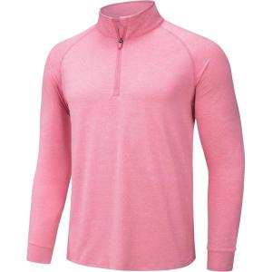imageTACVASEN Mens 14 Zip Shirts Long Sleeves Lightweight Sun Protection UPF 50 Tops Running Workout GolfPink