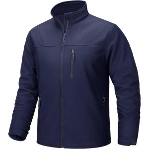 imageTACVASEN Mens Lightweight Softshell Jacket Fleece Lined Waterproof Tactical Rain Zip Up Winter Coat Windbreaker Casual02navy
