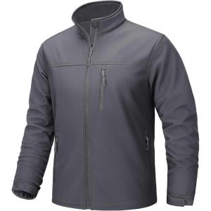 imageTACVASEN Mens Lightweight Softshell Jacket Fleece Lined Waterproof Tactical Rain Zip Up Winter Coat Windbreaker Casual03dark Grey