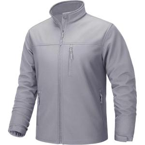 imageTACVASEN Mens Lightweight Softshell Jacket Fleece Lined Waterproof Tactical Rain Zip Up Winter Coat Windbreaker Casual04light Grey