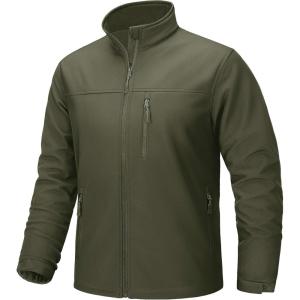 imageTACVASEN Mens Lightweight Softshell Jacket Fleece Lined Waterproof Tactical Rain Zip Up Winter Coat Windbreaker Casual05army Green