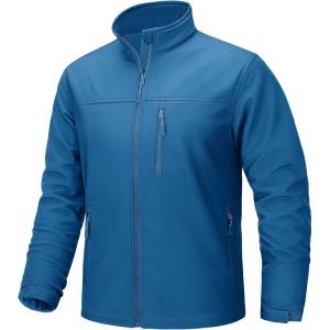 imageTACVASEN Mens Lightweight Softshell Jacket Fleece Lined Waterproof Tactical Rain Zip Up Winter Coat Windbreaker Casual08green Blue