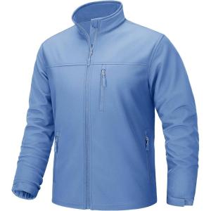 imageTACVASEN Mens Lightweight Softshell Jacket Fleece Lined Waterproof Tactical Rain Zip Up Winter Coat Windbreaker Casual09lignt Blue