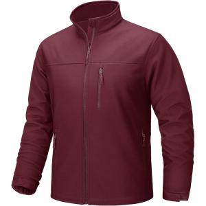 imageTACVASEN Mens Lightweight Softshell Jacket Fleece Lined Waterproof Tactical Rain Zip Up Winter Coat Windbreaker Casual10wine Red