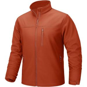 imageTACVASEN Mens Lightweight Softshell Jacket Fleece Lined Waterproof Tactical Rain Zip Up Winter Coat Windbreaker Casual11dark Orange