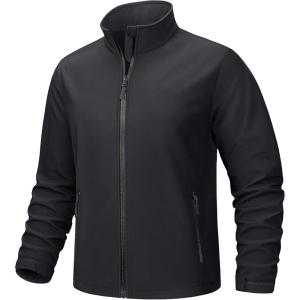 imageTACVASEN Mens Lightweight Softshell Jacket Waterproof Lightweight Fleece Lined Winter Coat with 4 Pockets WindbreakerBlack