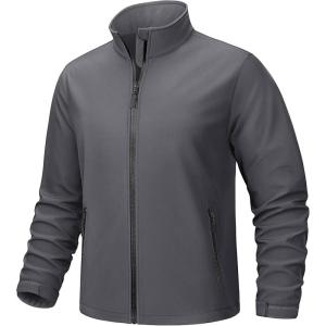 imageTACVASEN Mens Lightweight Softshell Jacket Waterproof Lightweight Fleece Lined Winter Coat with 4 Pockets WindbreakerDarkgrey