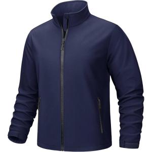 imageTACVASEN Mens Lightweight Softshell Jacket Waterproof Lightweight Fleece Lined Winter Coat with 4 Pockets WindbreakerNavy