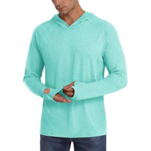 imageTACVASEN Sun Hoodies for Men Lightweight Shirts UPF 50 with Thumb Holes Light Green S