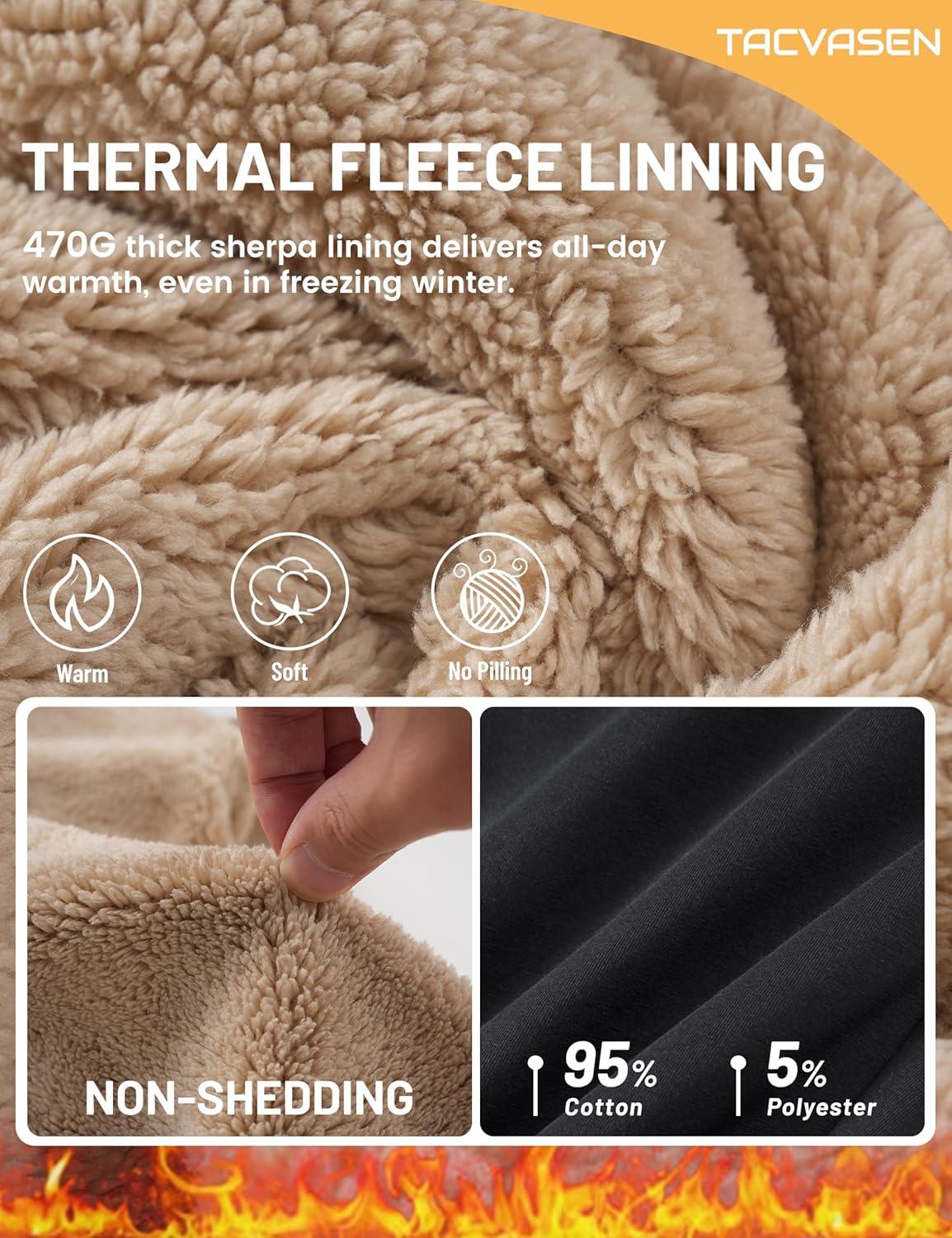 imageTACVASEN Womens Fleece Lined Sweatpants Winter Thermal Thick Sherpa Pants with Pockets Warm Cotton Athletic Lounge CasualBlack