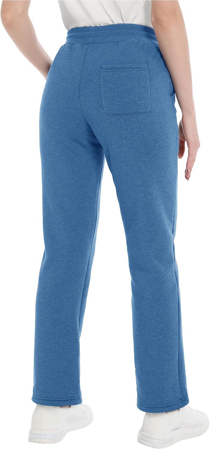 imageTACVASEN Womens Fleece Lined Sweatpants Winter Thermal Thick Sherpa Pants with Pockets Warm Cotton Athletic Lounge CasualBlue