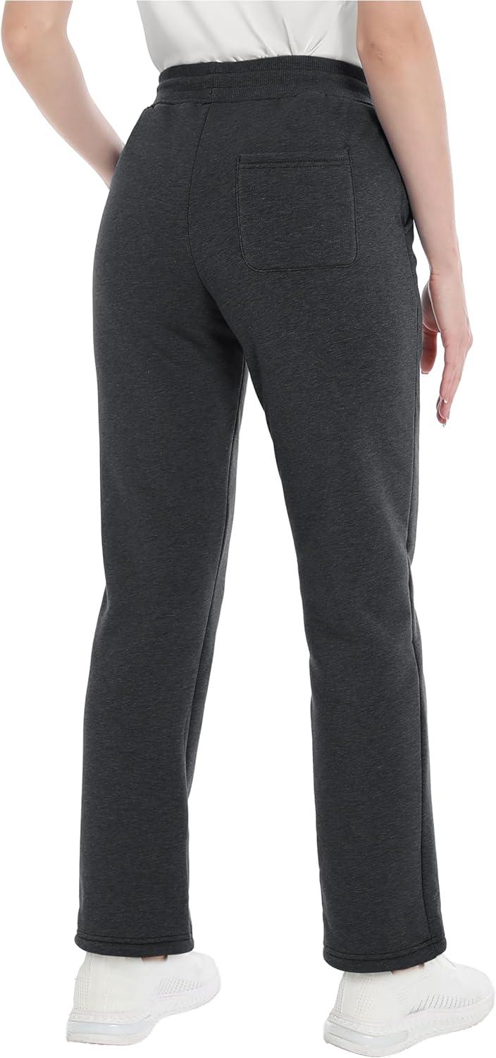 imageTACVASEN Womens Fleece Lined Sweatpants Winter Thermal Thick Sherpa Pants with Pockets Warm Cotton Athletic Lounge CasualDark Grey