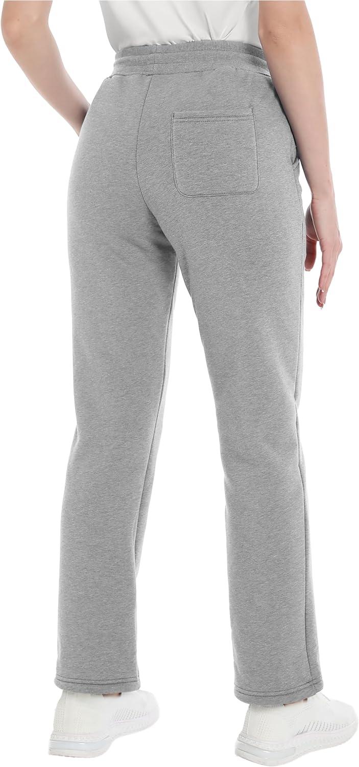 imageTACVASEN Womens Fleece Lined Sweatpants Winter Thermal Thick Sherpa Pants with Pockets Warm Cotton Athletic Lounge CasualLight Grey