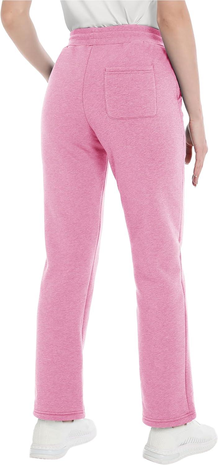 imageTACVASEN Womens Fleece Lined Sweatpants Winter Thermal Thick Sherpa Pants with Pockets Warm Cotton Athletic Lounge CasualPink