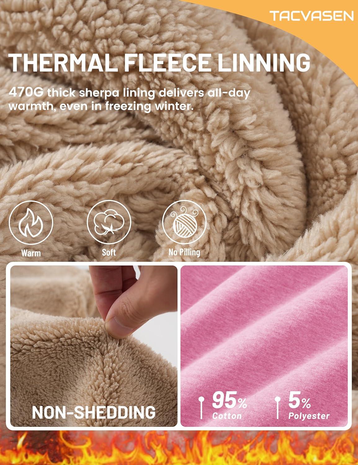 imageTACVASEN Womens Fleece Lined Sweatpants Winter Thermal Thick Sherpa Pants with Pockets Warm Cotton Athletic Lounge CasualPink