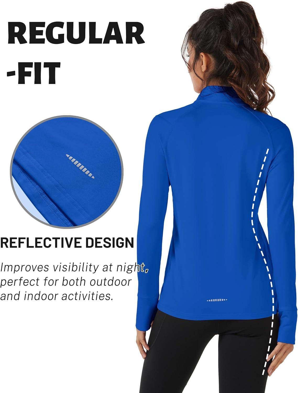 imageTACVASEN Womens Fleece Pullover Quarter Zip Sweatshirt Thermal Shirts Long Sleeve Athletic TopsColoured Blue