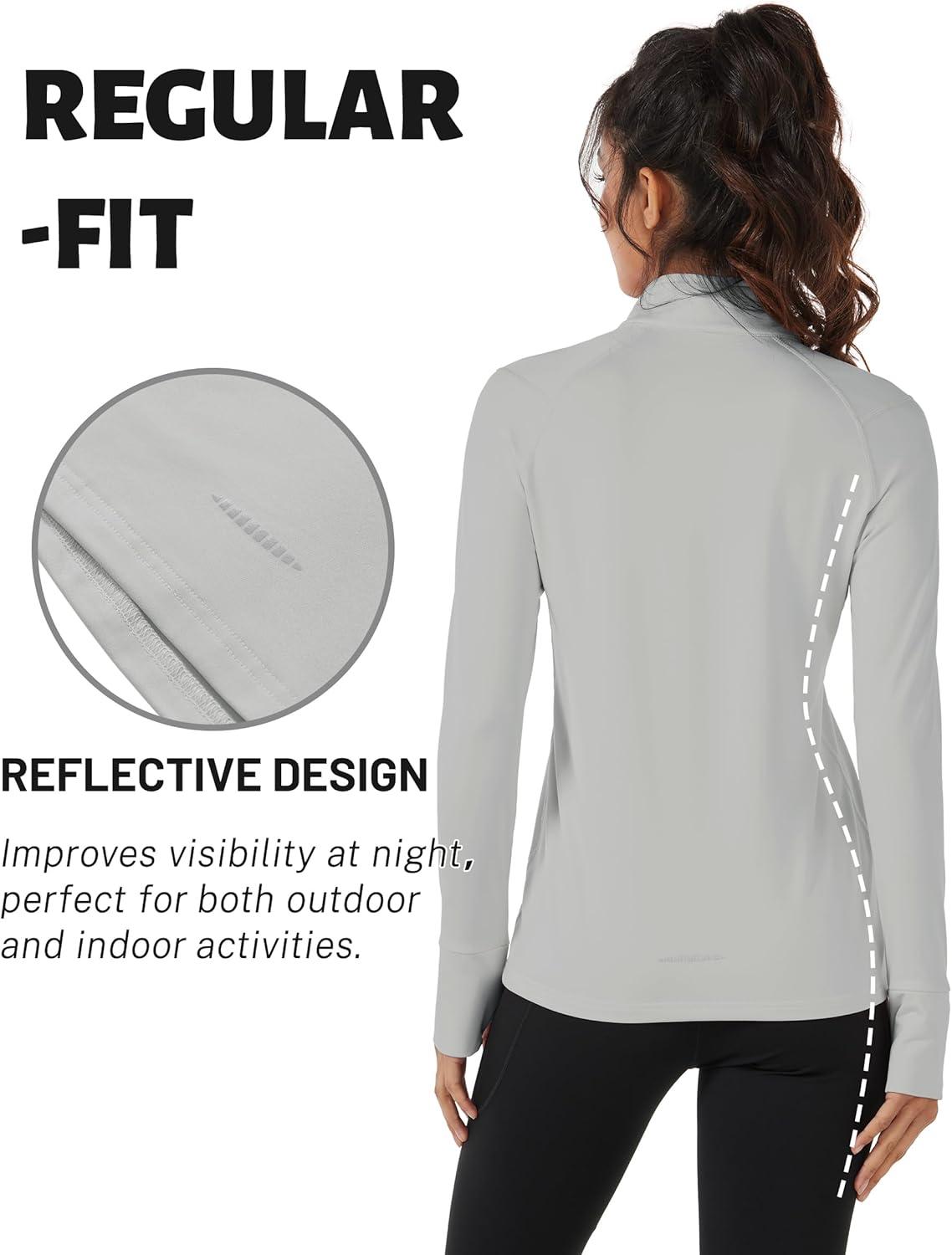 imageTACVASEN Womens Fleece Pullover Quarter Zip Sweatshirt Thermal Shirts Long Sleeve Athletic TopsLight Grey