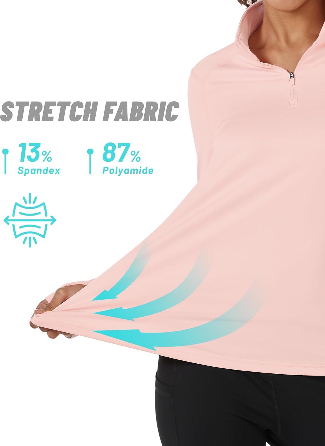imageTACVASEN Womens Fleece Pullover Quarter Zip Sweatshirt Thermal Shirts Long Sleeve Athletic TopsLight Pink