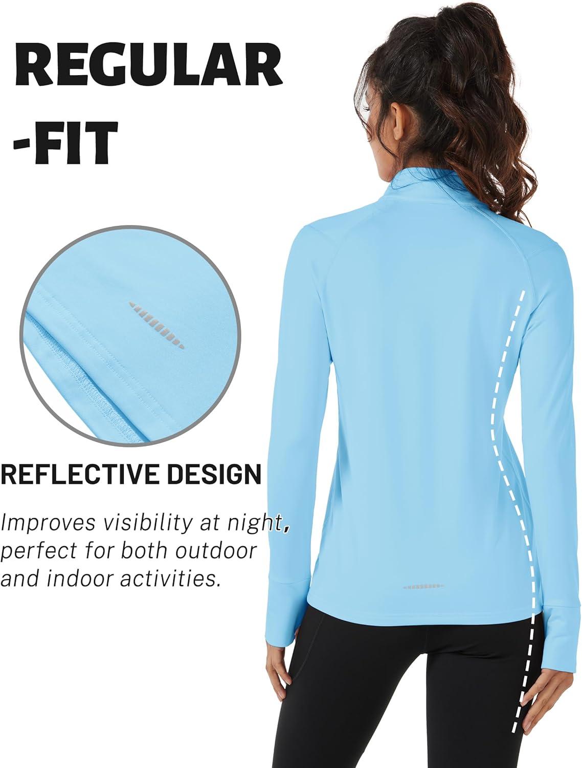 imageTACVASEN Womens Fleece Pullover Quarter Zip Sweatshirt Thermal Shirts Long Sleeve Athletic TopsLight Sky Blue