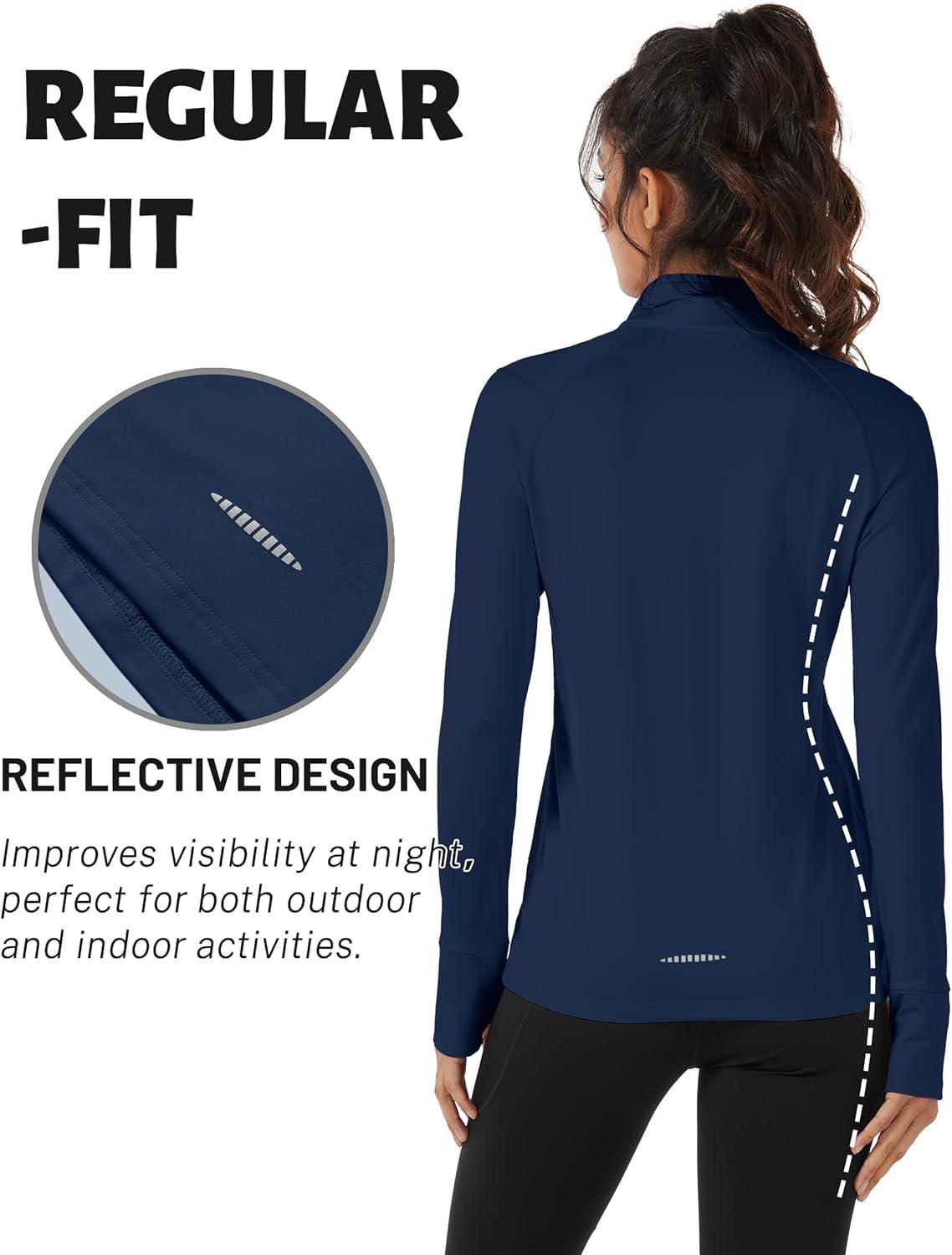 imageTACVASEN Womens Fleece Pullover Quarter Zip Sweatshirt Thermal Shirts Long Sleeve Athletic TopsNavy