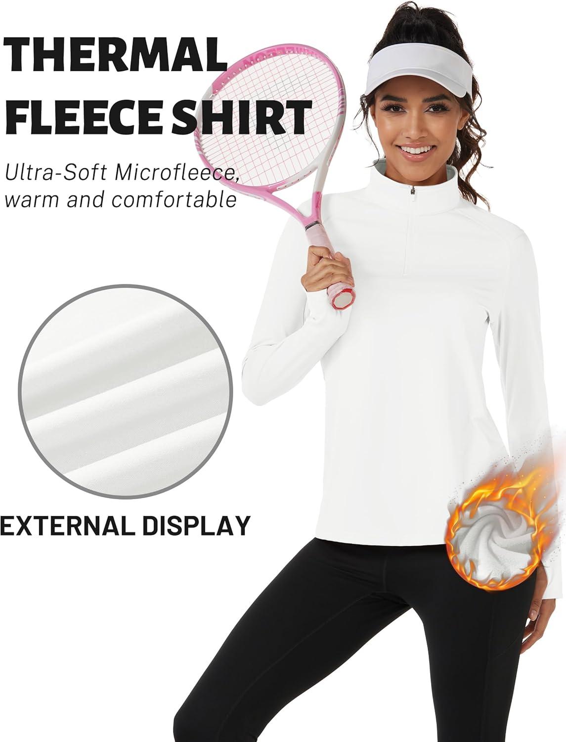 imageTACVASEN Womens Fleece Pullover Quarter Zip Sweatshirt Thermal Shirts Long Sleeve Athletic TopsWhite
