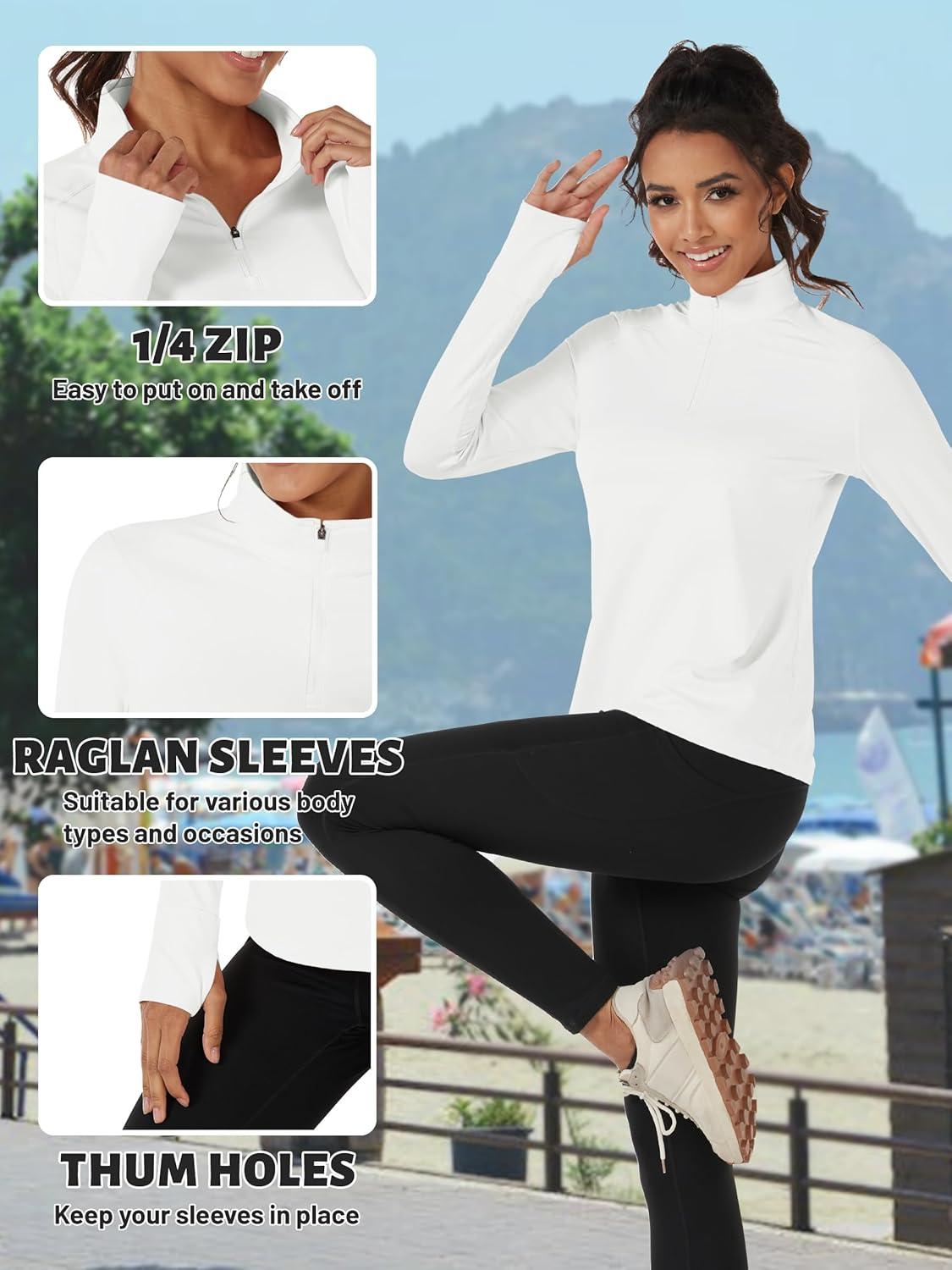 imageTACVASEN Womens Fleece Pullover Quarter Zip Sweatshirt Thermal Shirts Long Sleeve Athletic TopsWhite