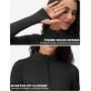 imageTACVASEN Womens Quarter Zip Pullover Workout Jacket Long Sleeve Athletic Sweatshirt Running Golf Tops with Thumb HolesBlack
