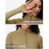 imageTACVASEN Womens Quarter Zip Pullover Workout Jacket Long Sleeve Athletic Sweatshirt Running Golf Tops with Thumb HolesKhaki