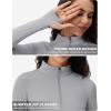 imageTACVASEN Womens Quarter Zip Pullover Workout Jacket Long Sleeve Athletic Sweatshirt Running Golf Tops with Thumb HolesLightgrey