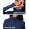 imageTACVASEN Womens Quarter Zip Pullover Workout Jacket Long Sleeve Athletic Sweatshirt Running Golf Tops with Thumb HolesNavy